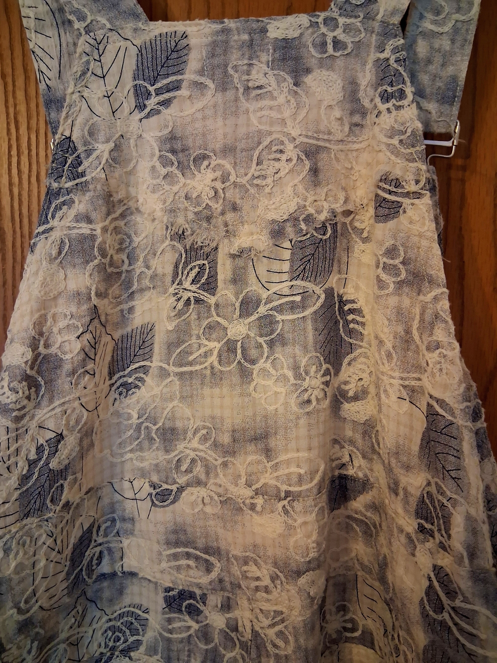 POL Blue and White Embroidered Wide-Leg Patchwork Overalls Sz S - Picture 14 of 16